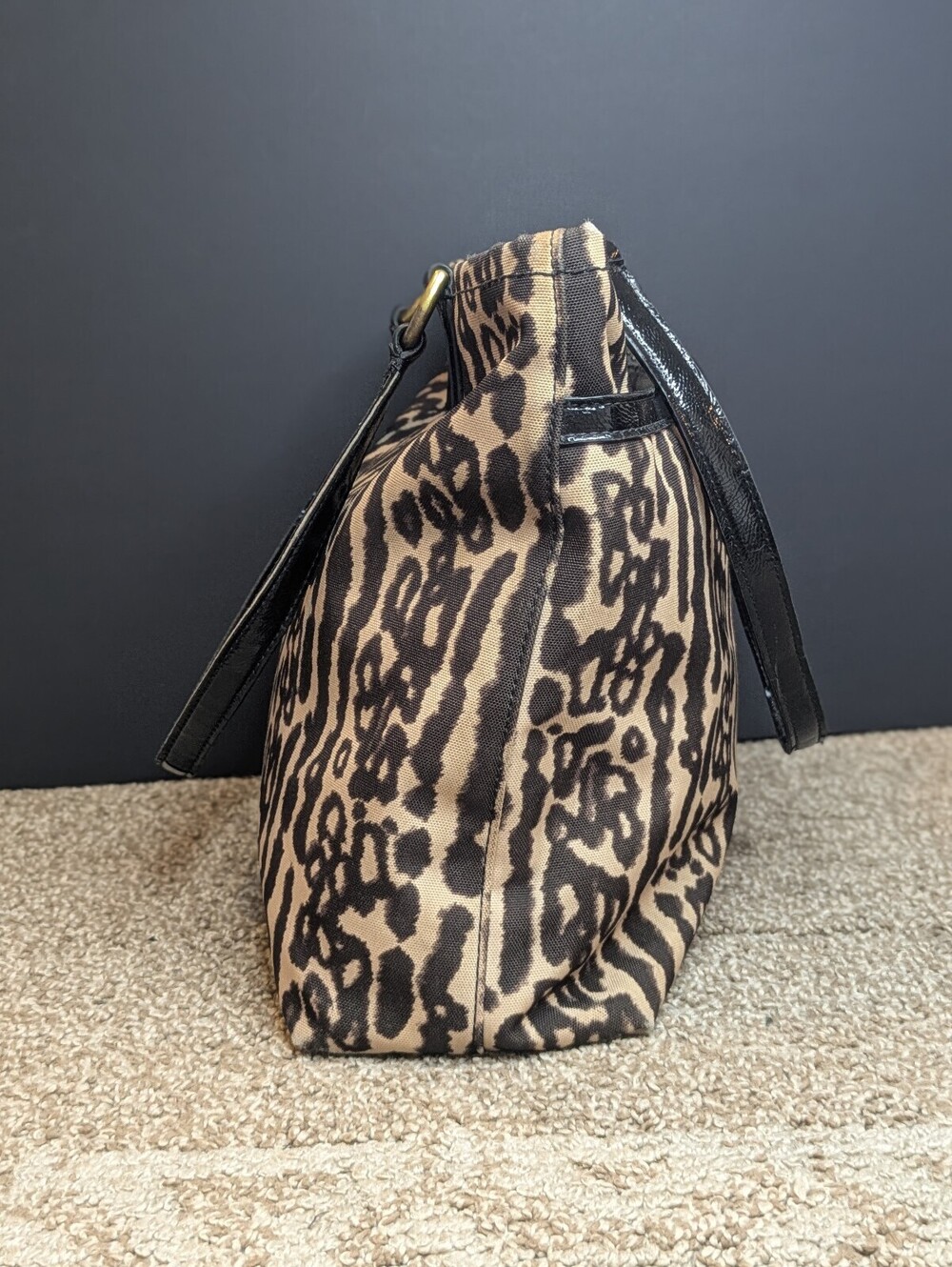 Coach F31901 Chelsea SIS Tote Shoulder Purse Black Tan Leopard Print Leather - Picture 2 of 9